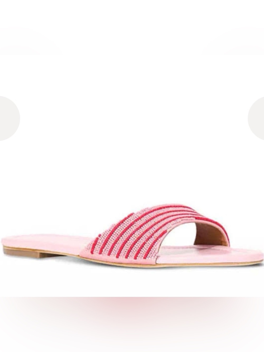 STAUD Pink Beaded Slide Sandals